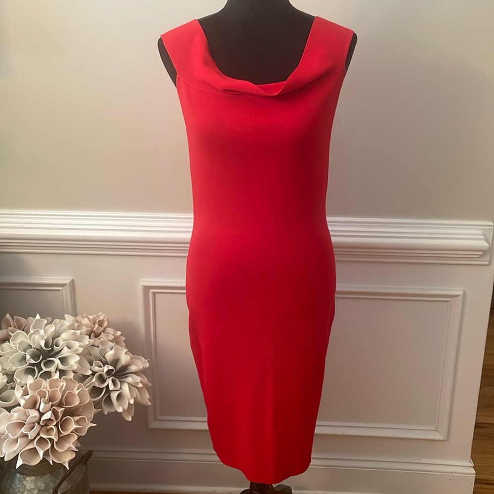 LIPSY LONDON Women’s Red Cowl‎ Sleeveless Neck Bodycon Dress Size 10 NWOT